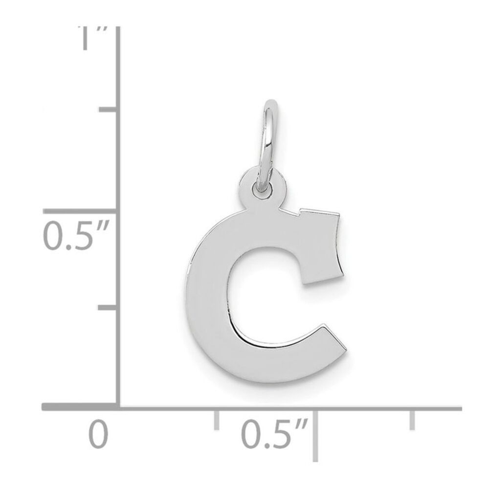 10k White Gold Small Block Initial C Charm - image 2